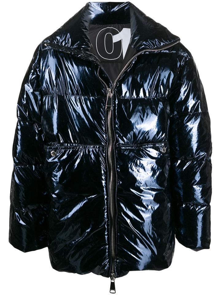 Khrisjoy Laminated Padded Coat - Blue