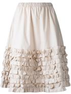 Paskal Ruffled Trim Pleated Skirt, Women's, Size: Small, Nude/neutrals, Cotton/spandex/elastane