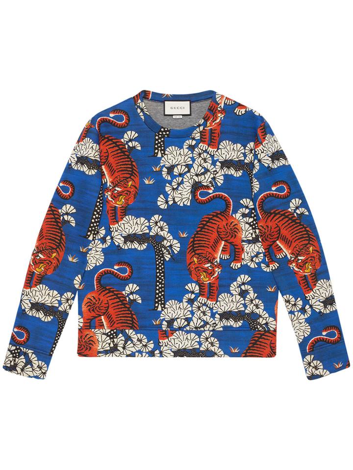 Gucci Gucci Bengal Print Sweatshirt - Blue