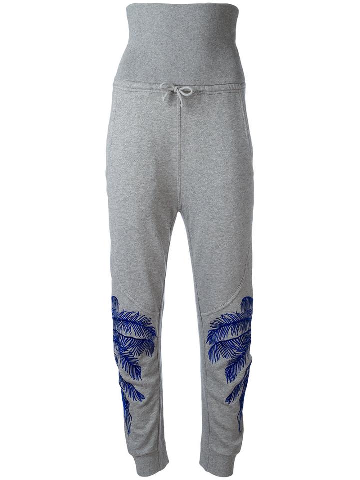 Stella Mccartney - High Waisted Embroidered Trousers - Women - Cotton - 38, Grey, Cotton