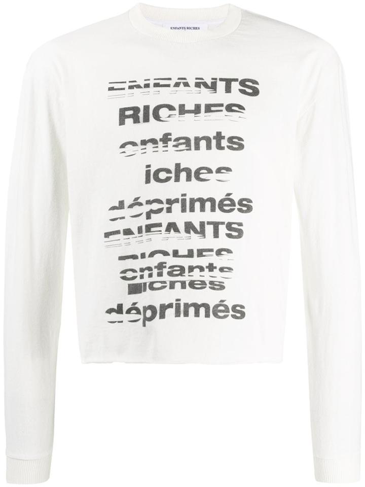 Enfants Riches Déprimés Cropped Logo Print Sweatshirt - White