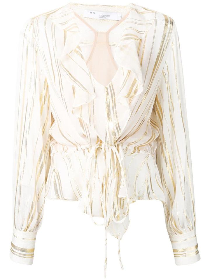 Iro Ruffled V-neck Blouse - Neutrals