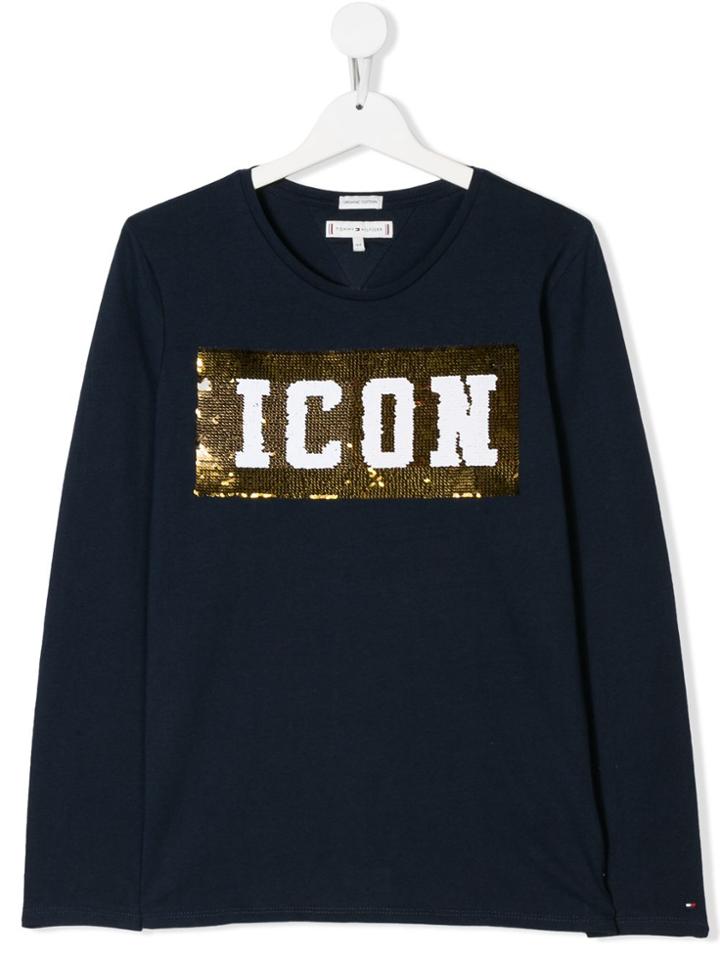 Tommy Hilfiger Junior Icon Sequin Tee - Blue