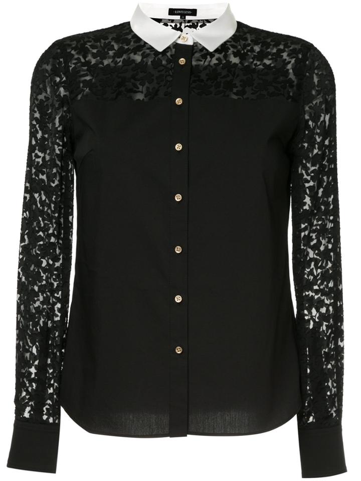Loveless Lace Panel Shirt - Black
