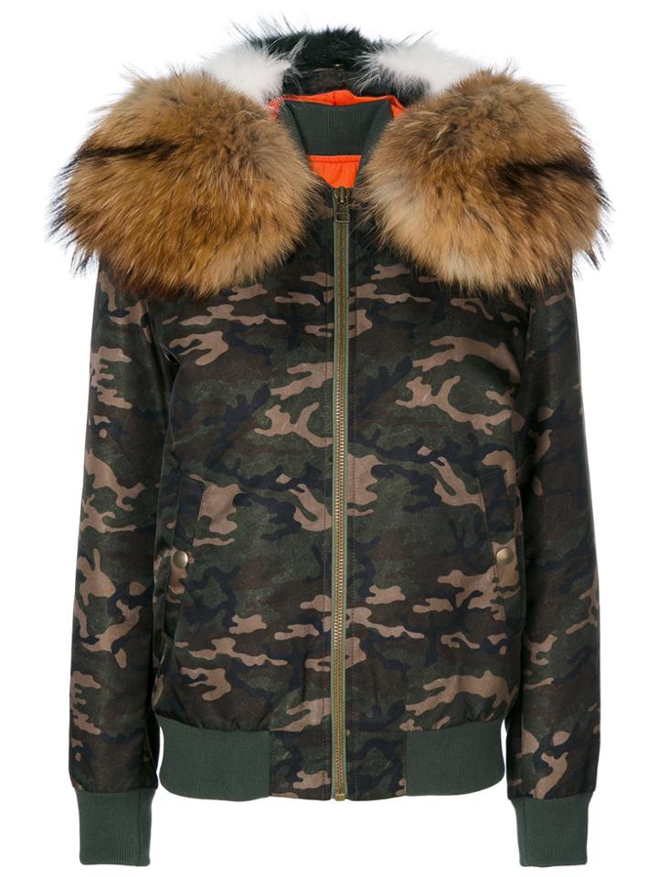 Mr & Mrs Italy Camouflage Hooded Bomber Jacket - Green
