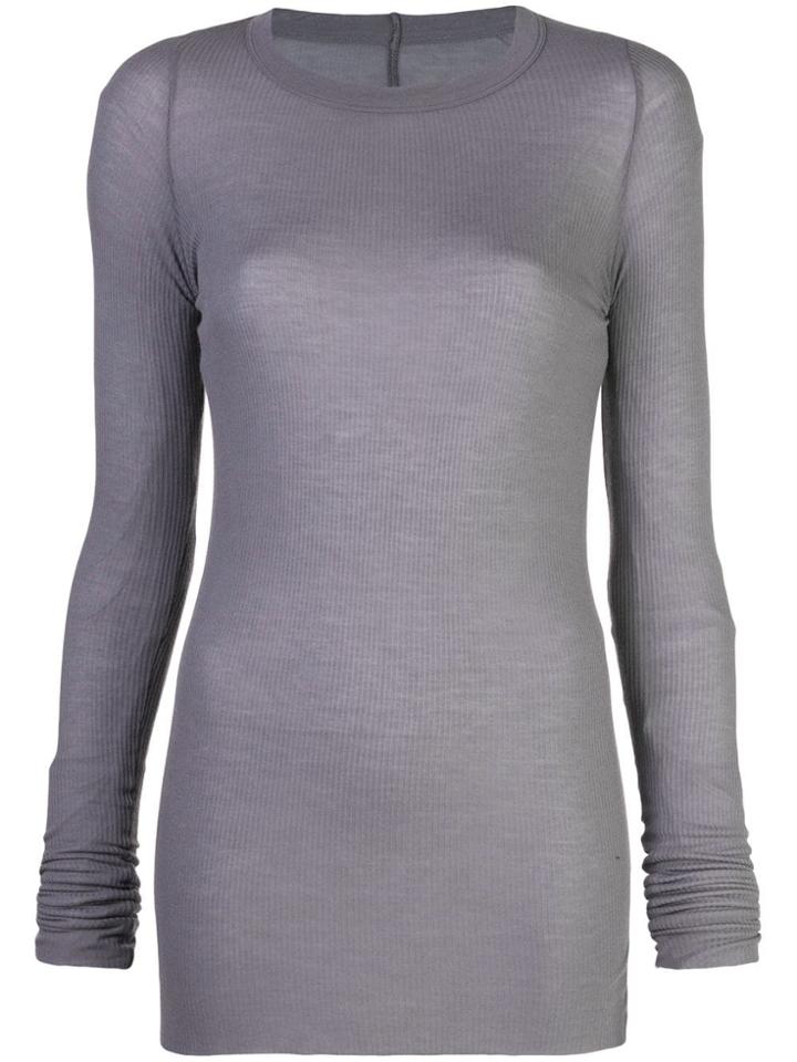 Rick Owens Sheer Longline Knitted Top - Grey