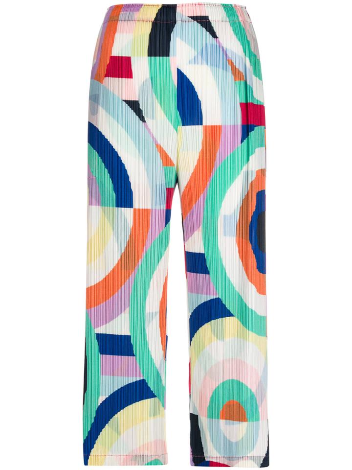 Pleats Please By Issey Miyake Graphic Print Pleated Trousers - Blue