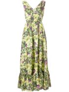 Msgm Floral Print Long-length Dress - Green