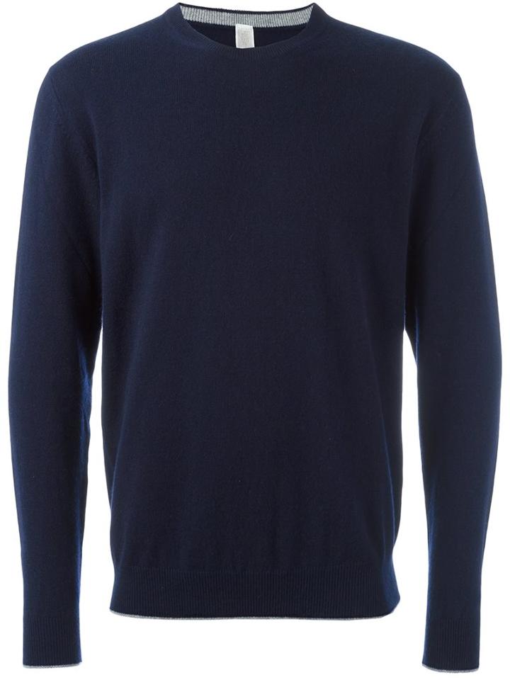 Eleventy Crew Neck Jumper, Men's, Size: Medium, Blue, Cashmere