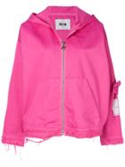Msgm Logo Zipped Hoodie - Pink & Purple