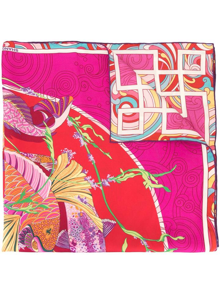 Shanghai Tang Pacific Print Foulard - Pink