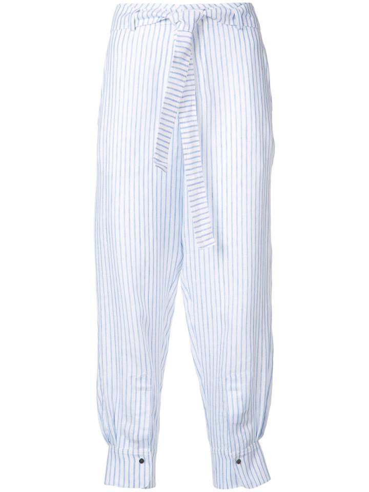 Nehera - Parnas Striped Cropped Trousers - Women - Linen/flax - 36, Blue, Linen/flax