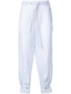 Nehera - Parnas Striped Cropped Trousers - Women - Linen/flax - 36, Blue, Linen/flax