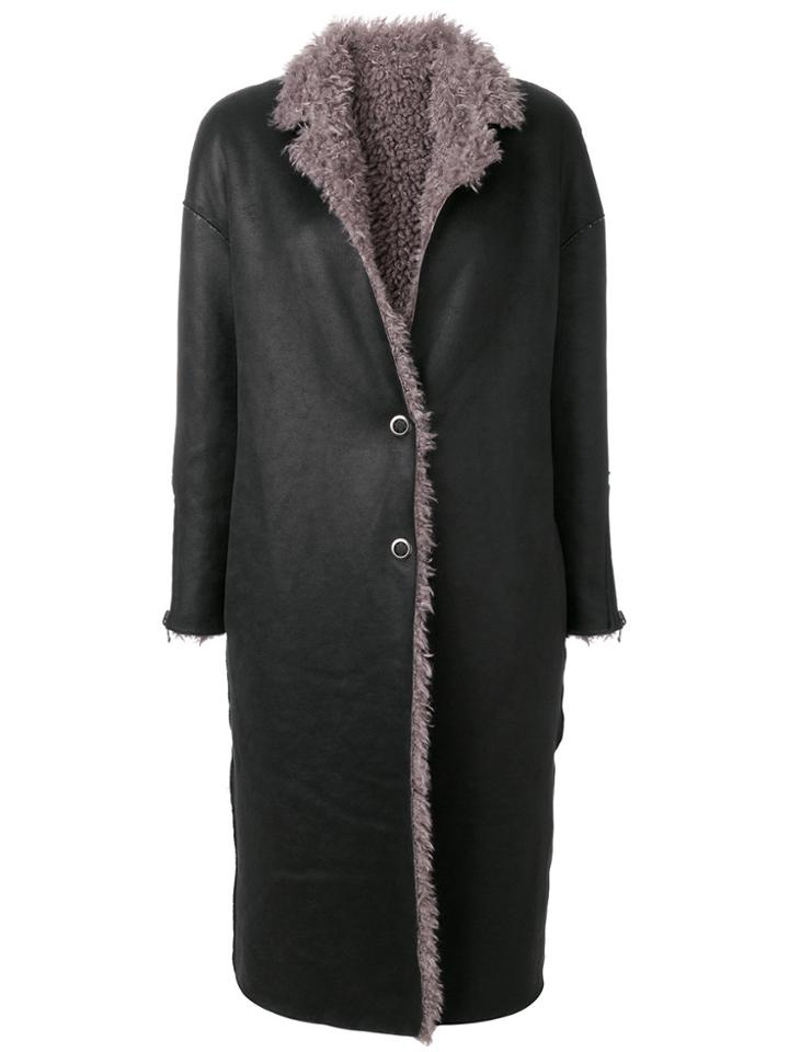 Urbancode Faux Shearling Coat - Black