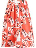Andrea Marques Floral Midi Skirt, Women's, Size: 36, Yellow/orange, Cotton