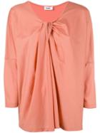 Jil Sander - Draped V-neck Blouse - Women - Modal/cotton - L, Yellow/orange, Modal/cotton