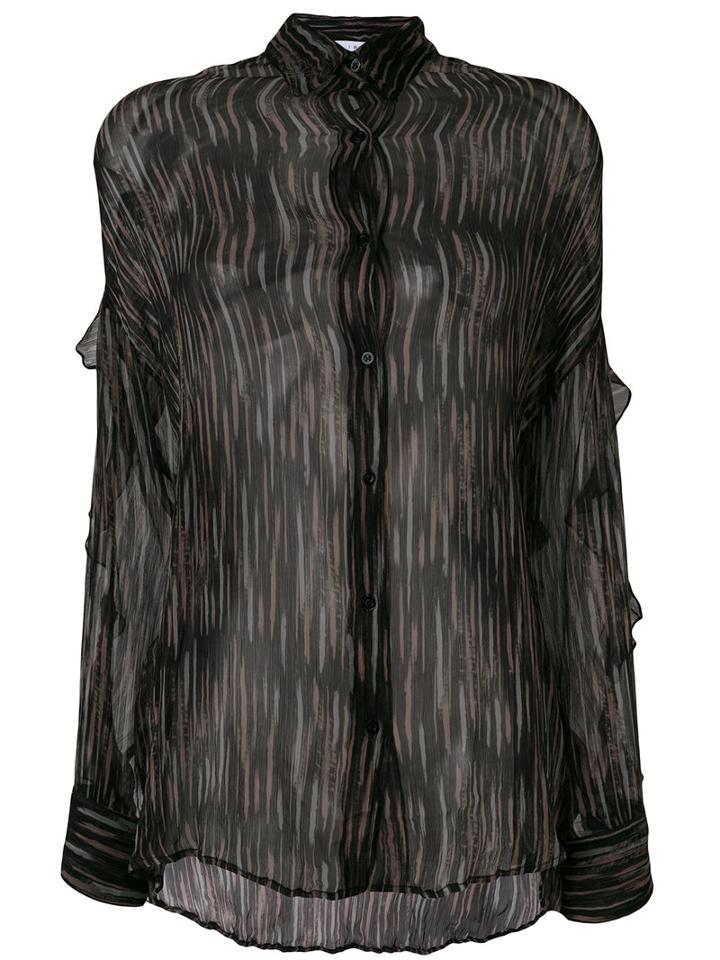 Iro - Calgary Ruffle Trim Printed Blouse - Women - Viscose - 38, Black, Viscose