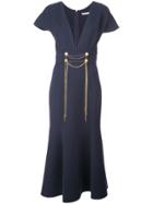 Oscar De La Renta Chain Detail Dress - Blue