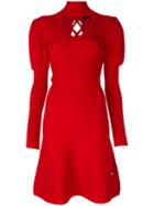 Philipp Plein - Ribbed A-line Dress - Women - Polyester/viscose - Xl, Red, Polyester/viscose