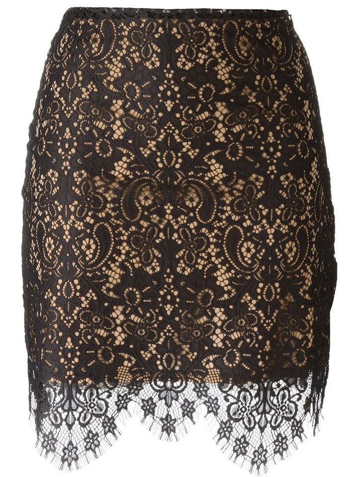 For Love And Lemons Scalloped Lace Hem Fitted Skirt