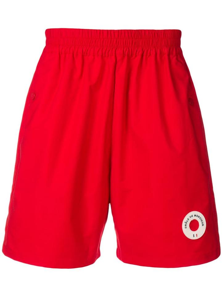Drôle De Monsieur Logo Patch Track Shorts - Red