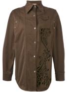 No21 - Cutout Shacket - Women - Cotton/polyester/spandex/elastane/viscose - 40, Brown, Cotton/polyester/spandex/elastane/viscose