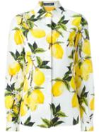Dolce & Gabbana Lemon Print Shirt, Women's, Size: 40, White, Cotton