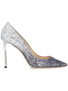 Jimmy Choo Romy 100 Pumps, Women's, Size: 38.5, Grey, Leather/pvc