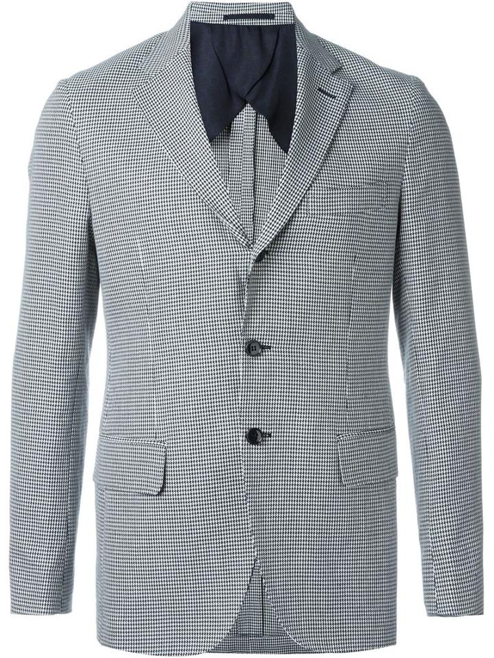 Mp Massimo Piombo Houndstooth Pattern Notched Lapels Blazer