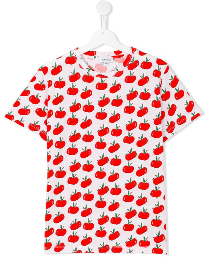 Au Jour Le Jour Kids Apple T-shirt, Girl's, Size: 14 Yrs, White
