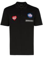 Versace Logo Patch Polo Shirt - Black
