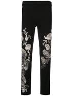 Josie Natori Slim Embroidered Trousers - Black