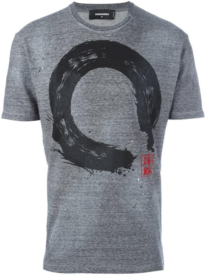 Dsquared2 Painted Circle Print T-shirt, Men's, Size: Medium, Grey, Cotton