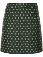 Alexa Chung Floral Embroidery Mini Skirt - Green