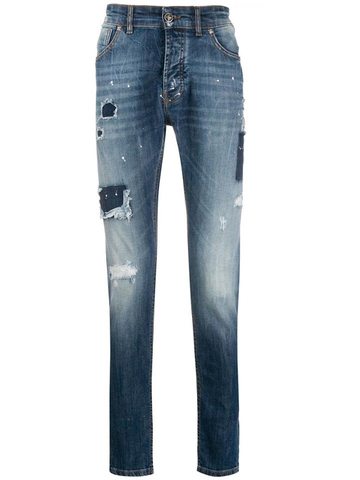 John Richmond Tunuyan Distressed Denim Jeans - Blue