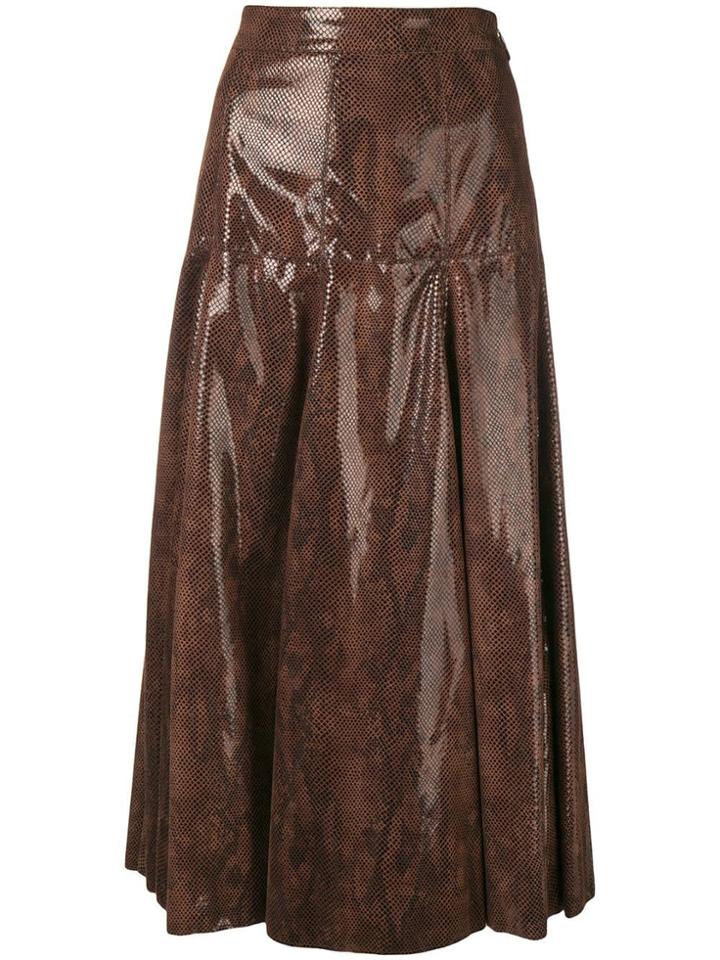 Msgm Flared Midi Skirt - Brown