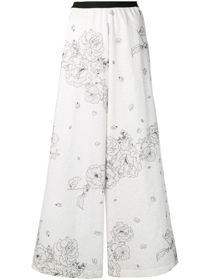Antonio Marras Floral Print Wide Leg Trousers - White