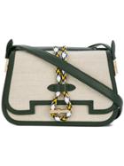 Carven Foldover Lace-fastening Bag - Green