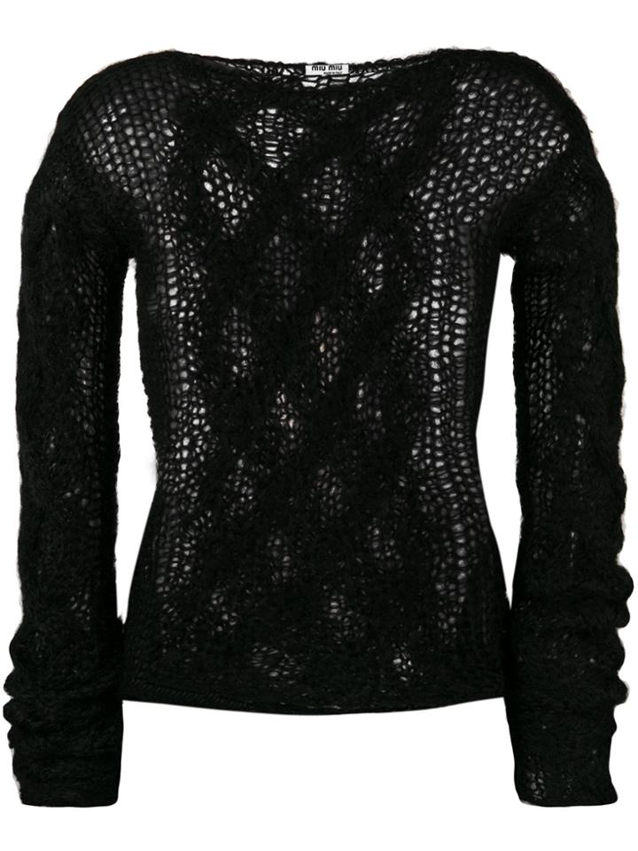 Miu Miu Open Knit Jumper - Black