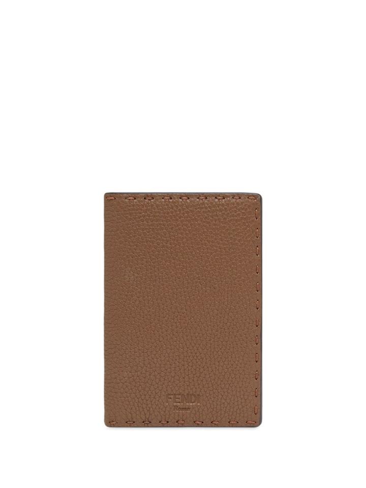 Fendi Embossed Logo Passport Cover - Brown