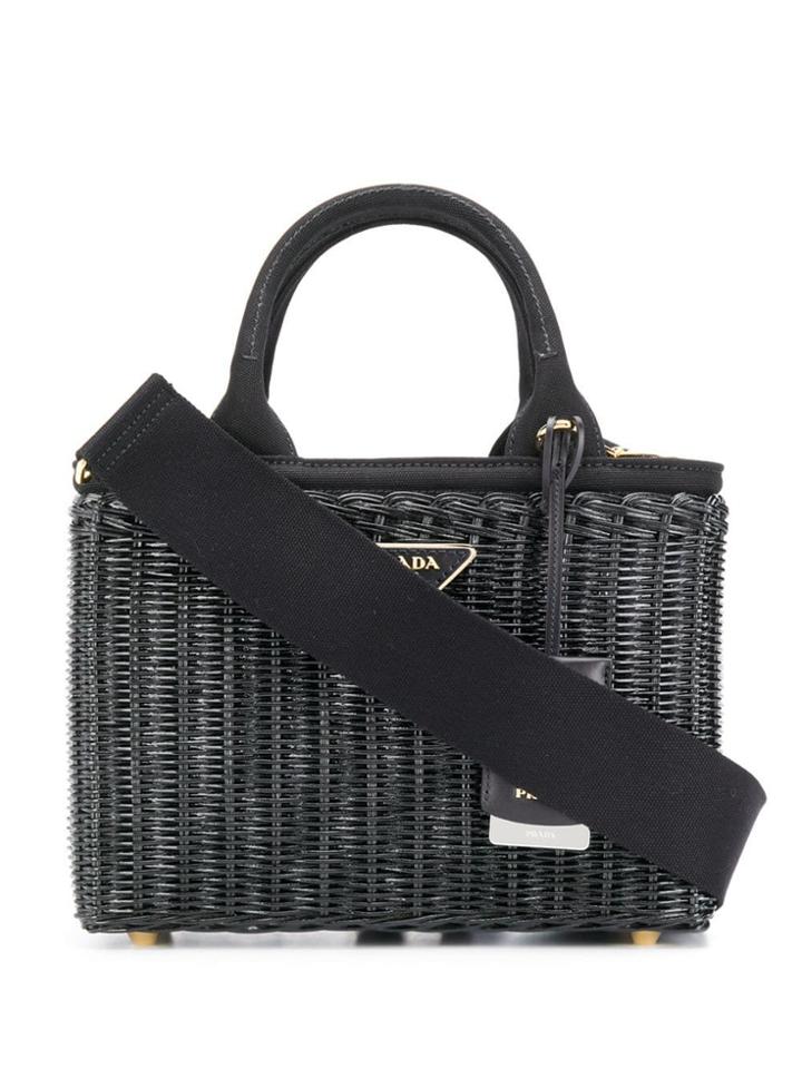Prada Straw Tote Bag - Black