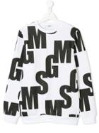 Msgm Kids Logo Printed Sweatshirt - White