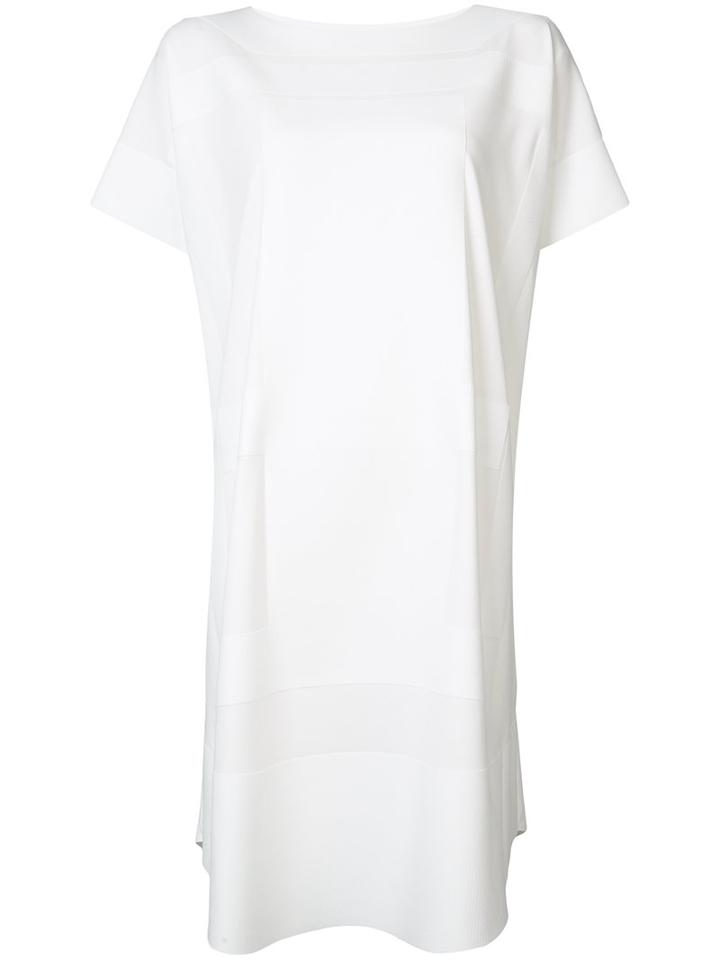 Issey Miyake - Curved Hem Dress - Women - Cotton/nylon/polyurethane - 2, White, Cotton/nylon/polyurethane