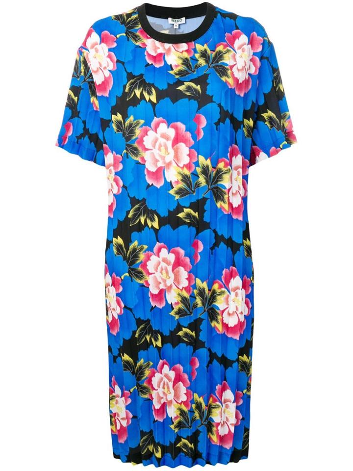 Kenzo Indonesian Flowers Print Dress - Blue