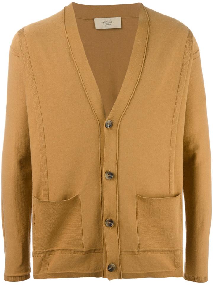 Maison Flaneur Button Up Cardigan, Men's, Size: 48, Nude/neutrals, Cotton