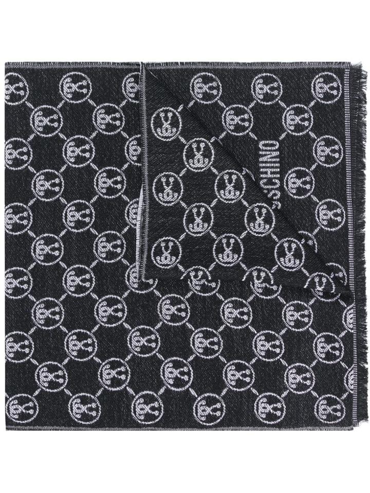 Moschino Monogram Logo Scarf - Black