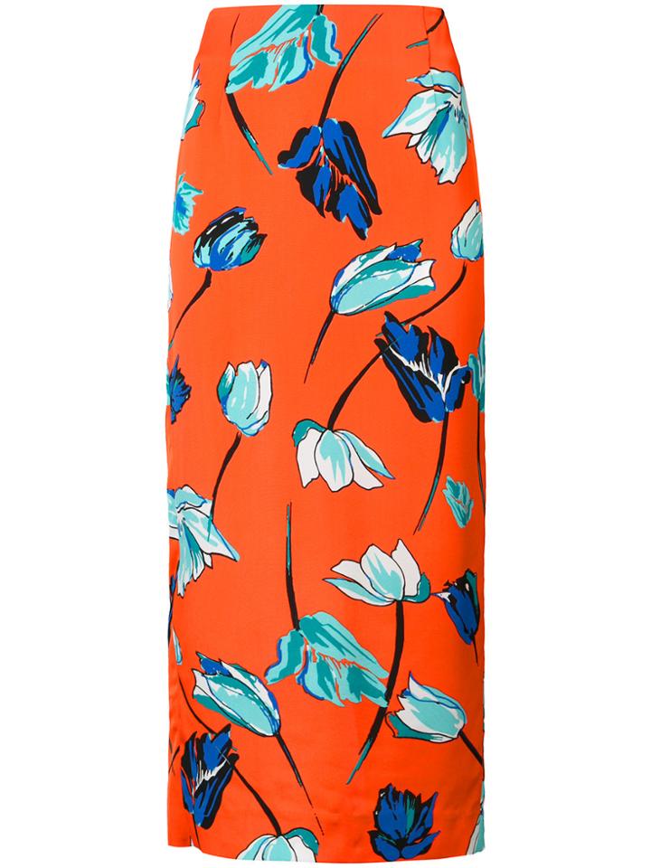 Dvf Diane Von Furstenberg Floral Fitted Skirt - Red