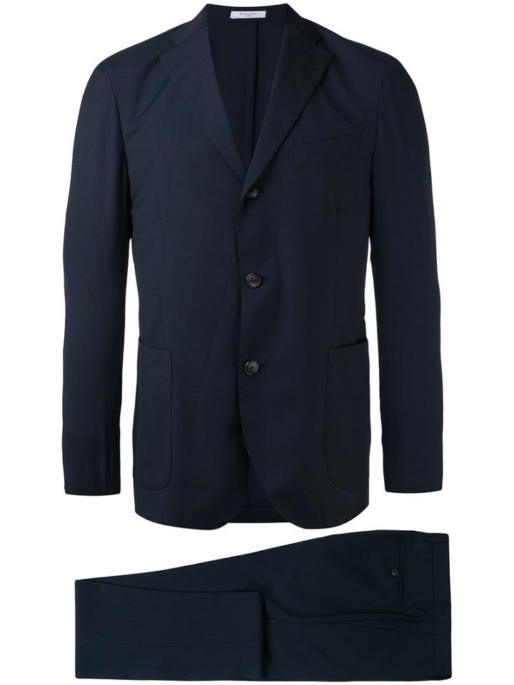Boglioli Classic, Slim Fitting, Single Breasted Suit, Men's, Size: 48, Blue, Virgin Wool/acetate/cupro