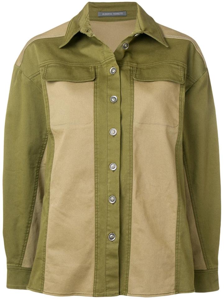 Alberta Ferretti Tonal Panel Jacket - Green