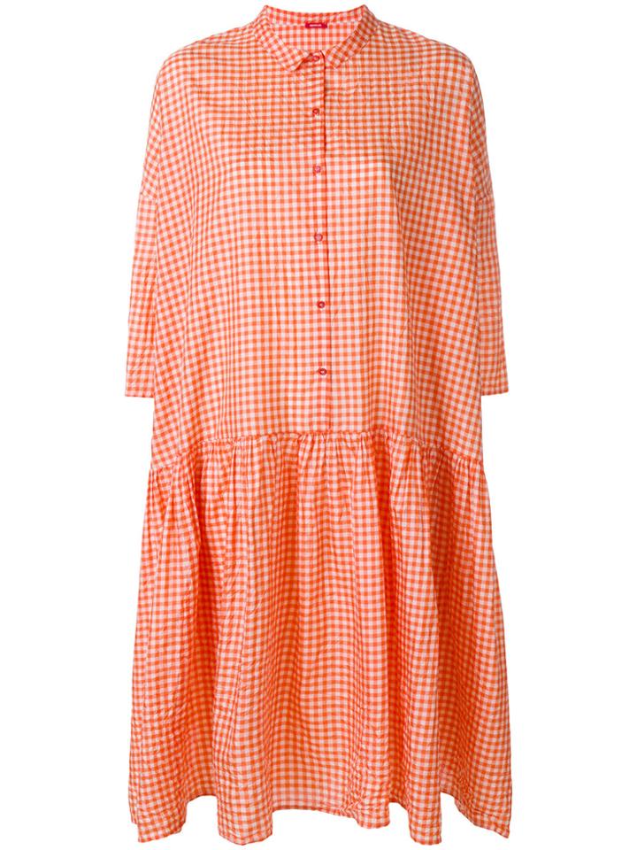 Apuntob Vichy Print Oversize Shirt Dress - Yellow & Orange